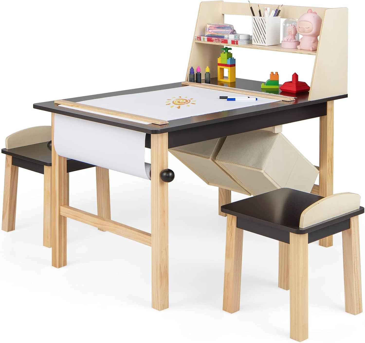Art Craft 2 Year Olds - Kinderkunsttafel- en stoelenset, houten activiteitentafel en