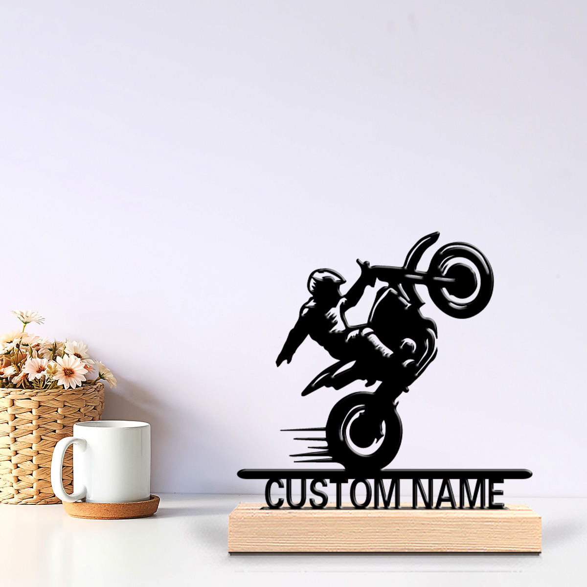 Art Craft Wood - 1 stuk eenvoudig motorfiets kinderfiguurtje op