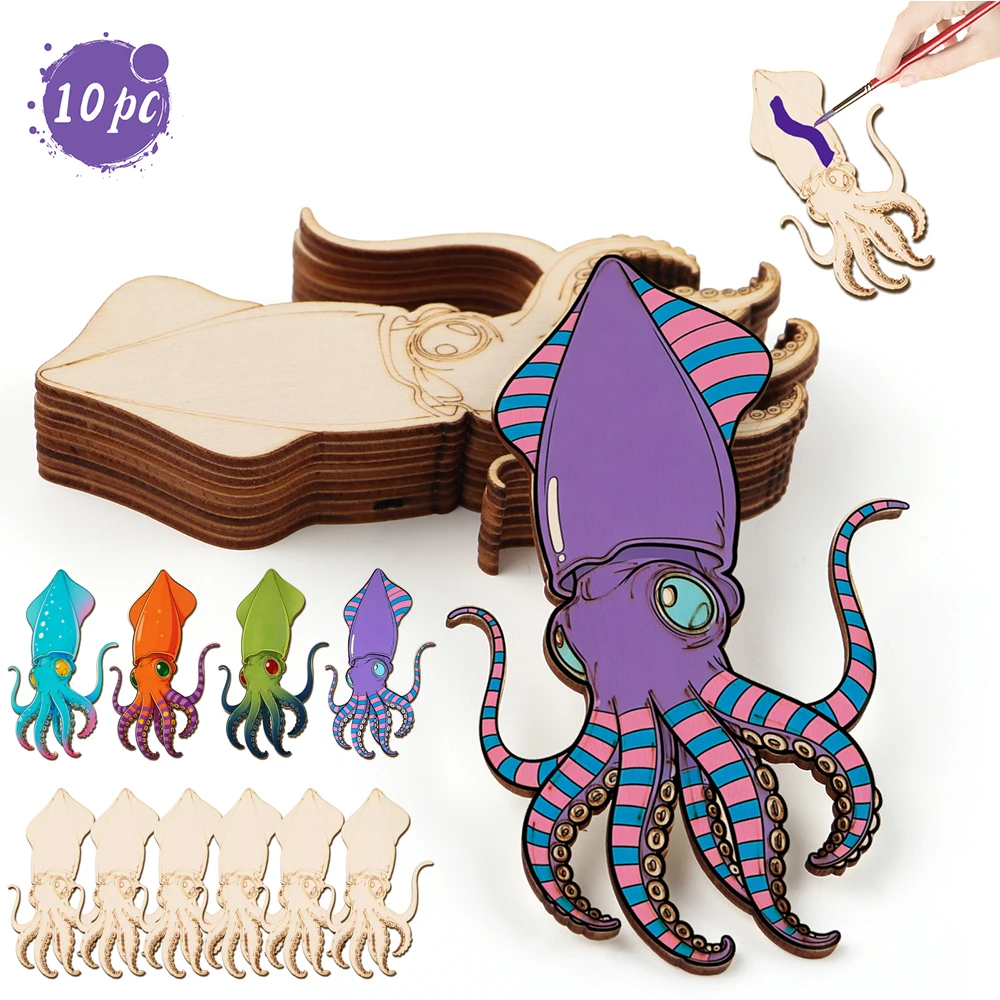 Art Craft Wood - 10 stks/set Onvoltooide Houten Ambachtelijke Octopus
