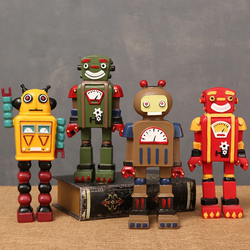 Art Craft Robot - Cartoon Robot Standbeeld Ornamenten Ambachten Schattig