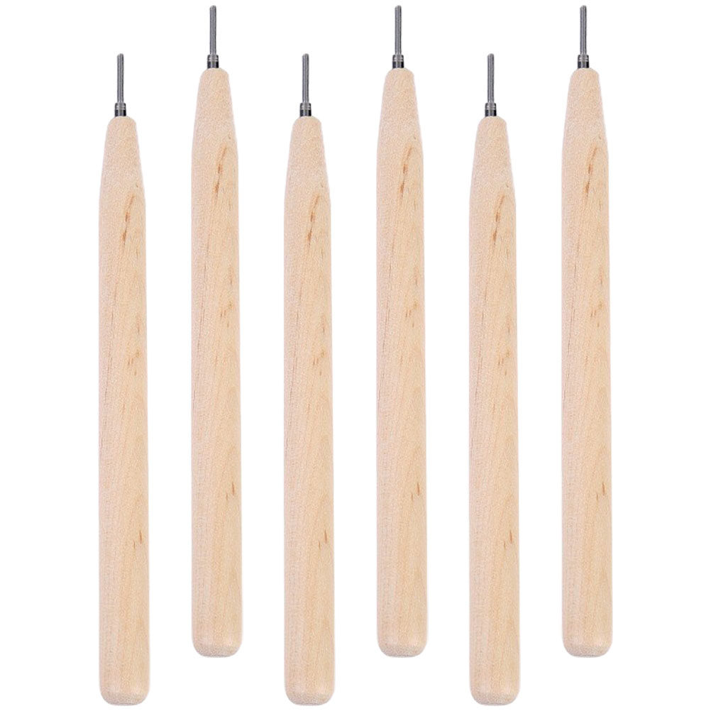 Art Craft Wood - 6-delige papierquilling-pennenset met gesleufte metalen punt,