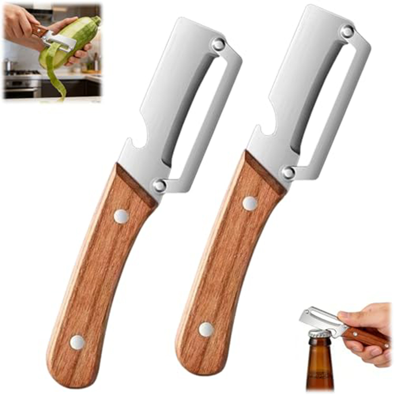 Art Craft Wood - Roestvrijstalen keuken schilmesje met houten handvat