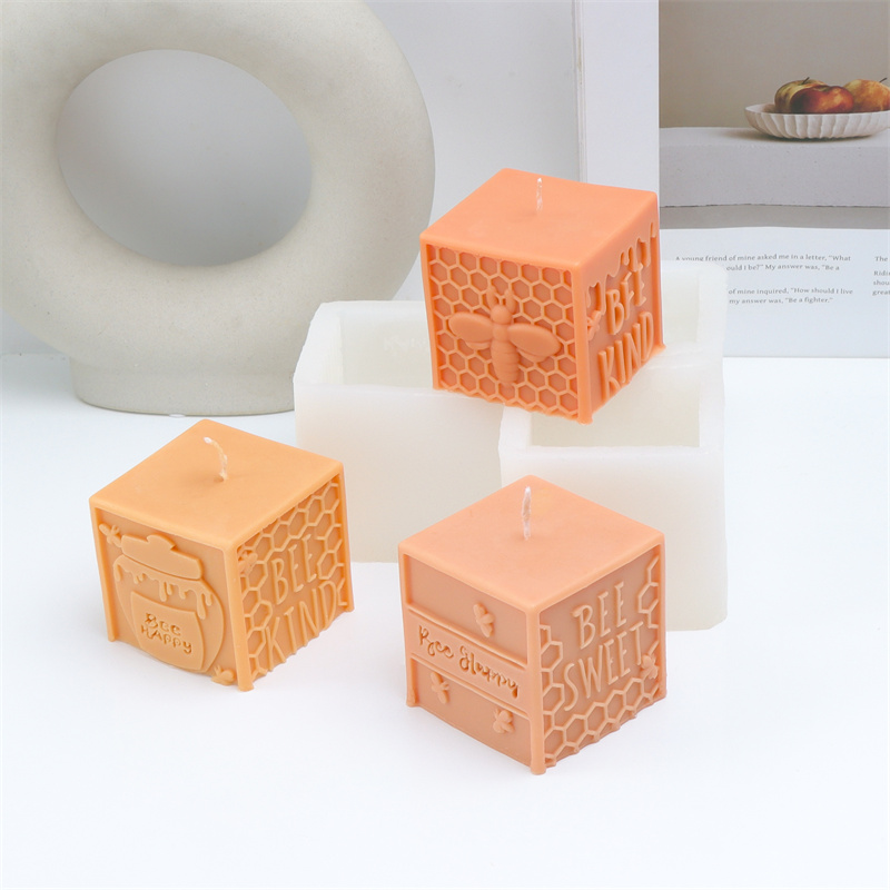 Letter S Art Craft - 3D honingraatpilaar bijen siliconen kaarsvorm DIY
