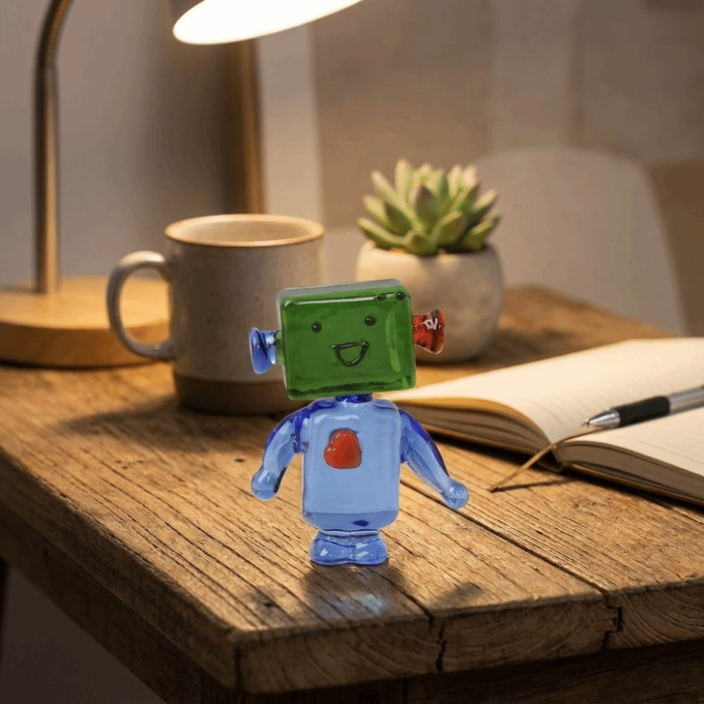 Art Craft Robot - Leuke kleurrijke gezichtsrobotornamenten Transparante kunstambacht Handgemaakte